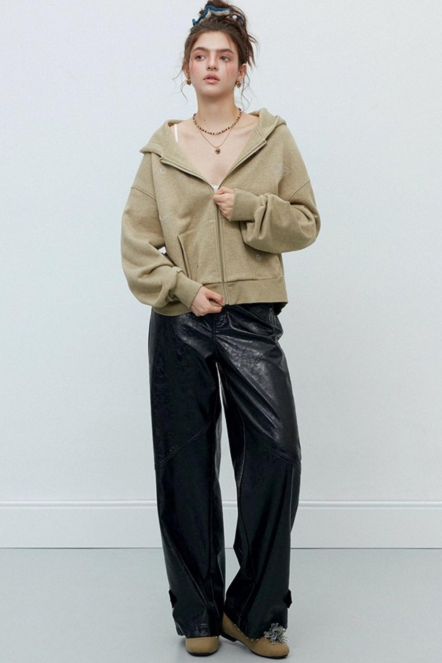 Slim Straight Leather Pants