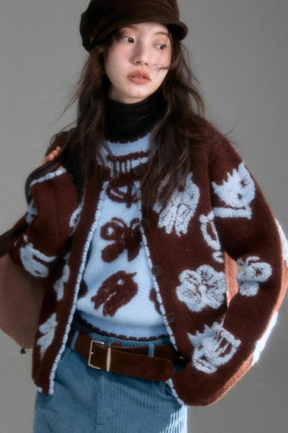 Velvet Jacquard Cardigan Set-Up