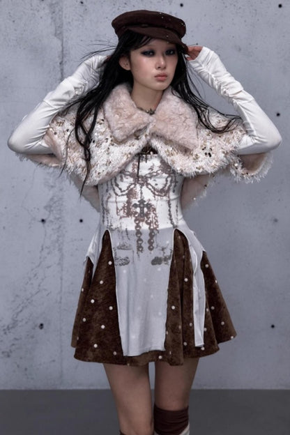 Baroque Velvet Plaid Dress