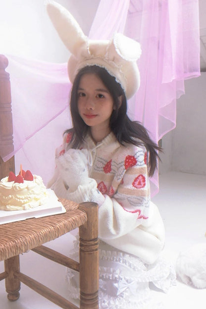 Happy Birthday Strawberry Mohair Cardigan