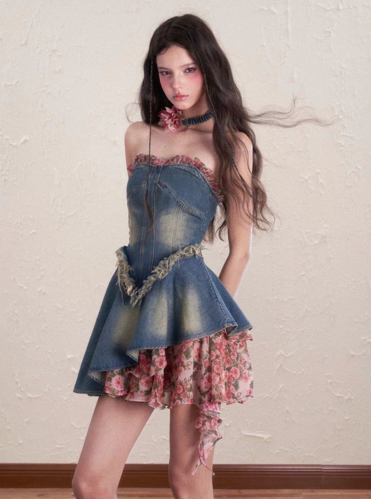 waist denim dress