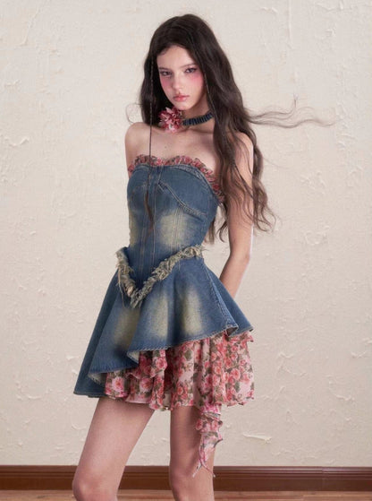 waist denim dress