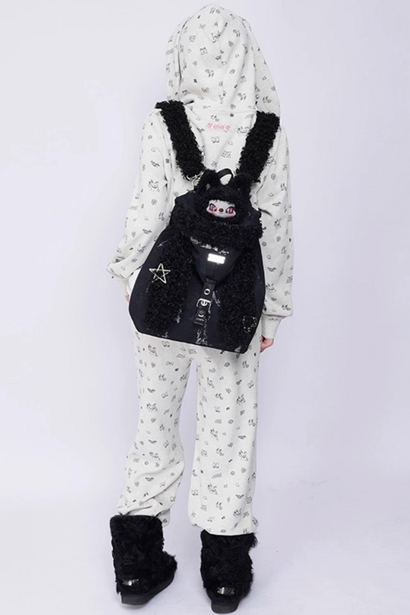 Cute Furry Rabbit Ears Backpack