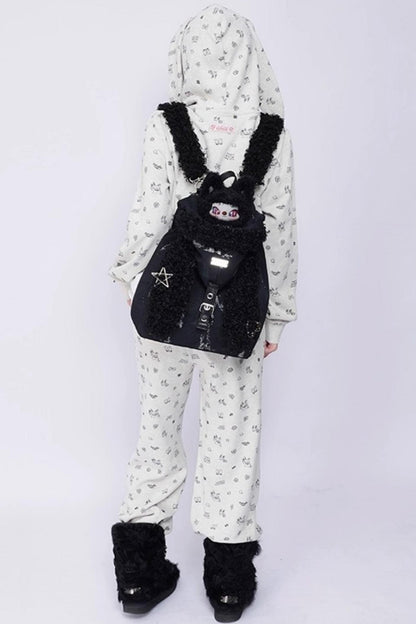 Cute Furry Rabbit Ears Backpack