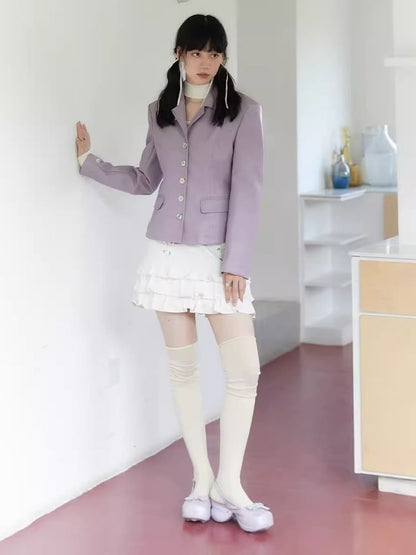 Shell Multi Button Purple Coat Jacket