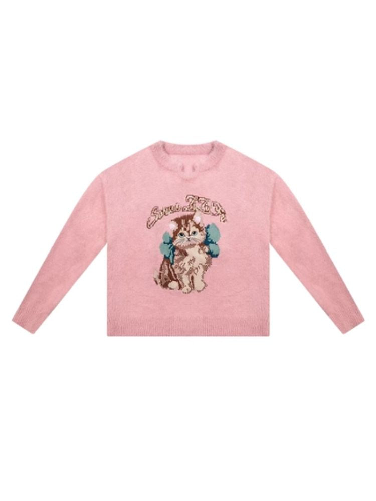 Lazy wind pink gentle soft sweater