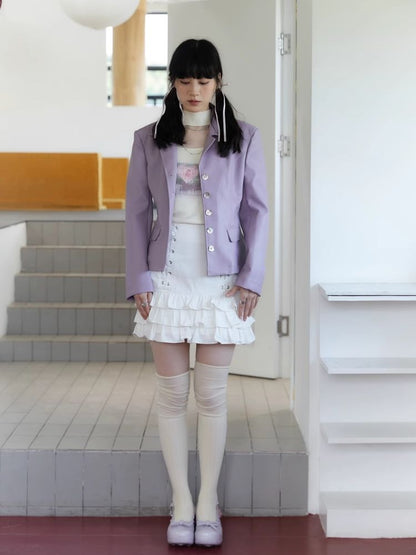 Shell Multi Button Purple Coat Jacket