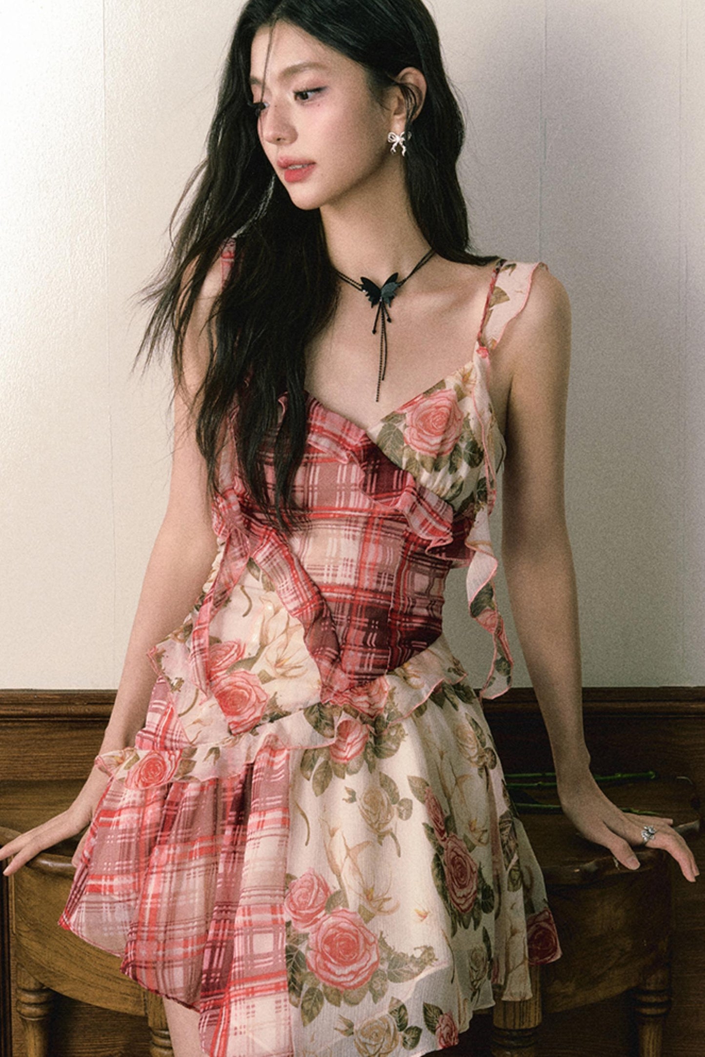 Floral Ruffle Halter Dress