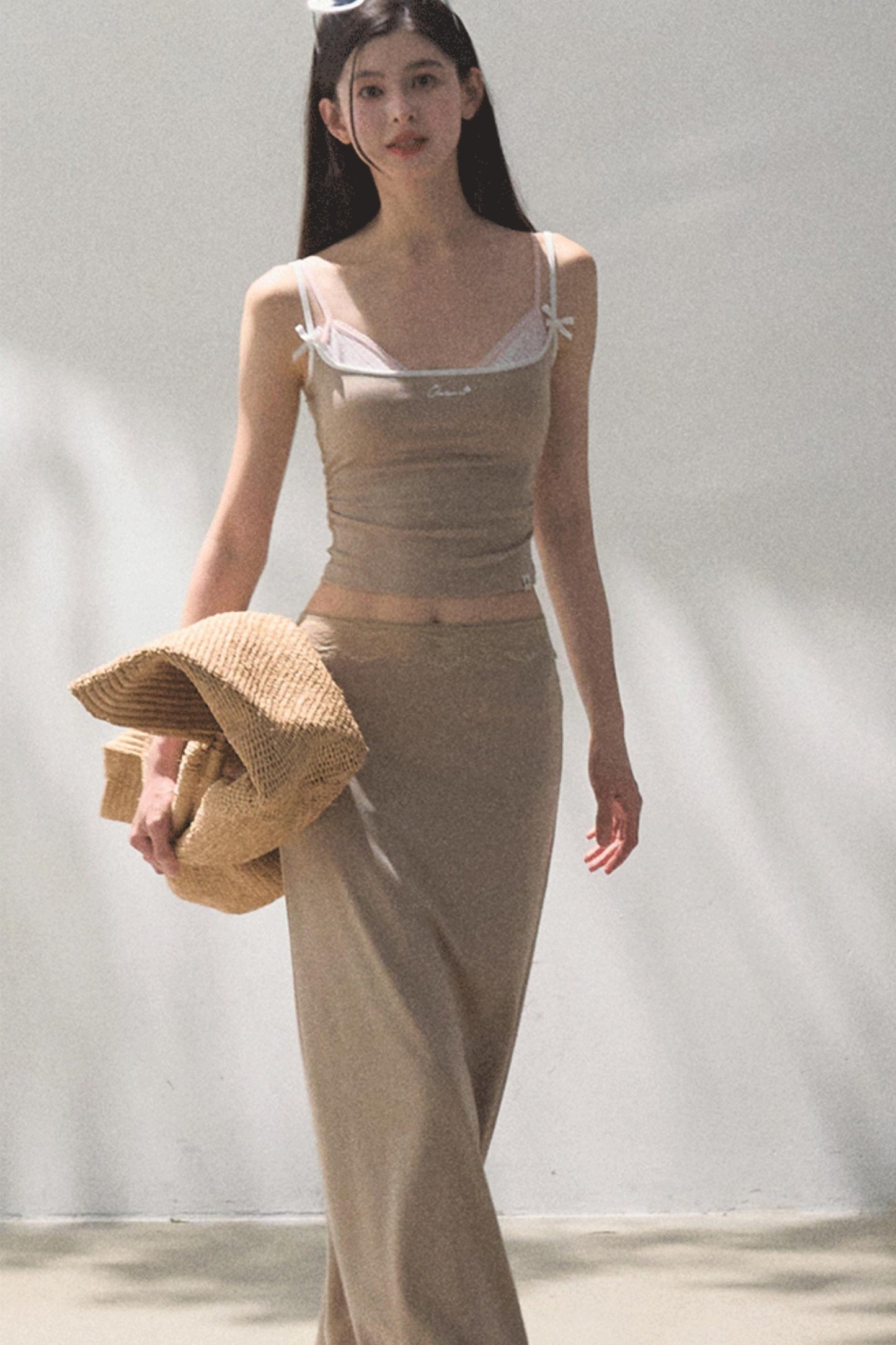 Lace-Trimmed High Waist Skirt