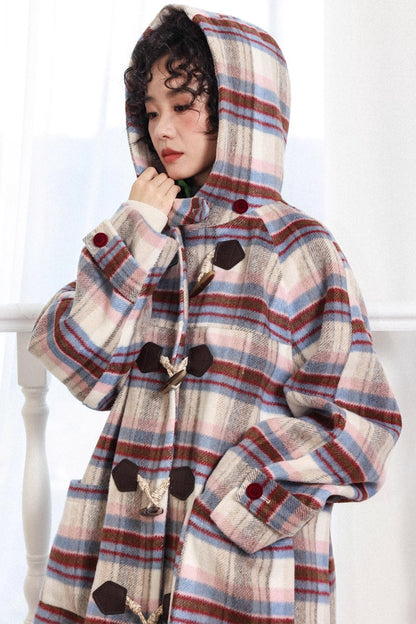 Velvet Dream Plaid Hooded Wool Jacket