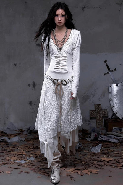 Court Dream Puff Sleeve Lace Maxi Dress