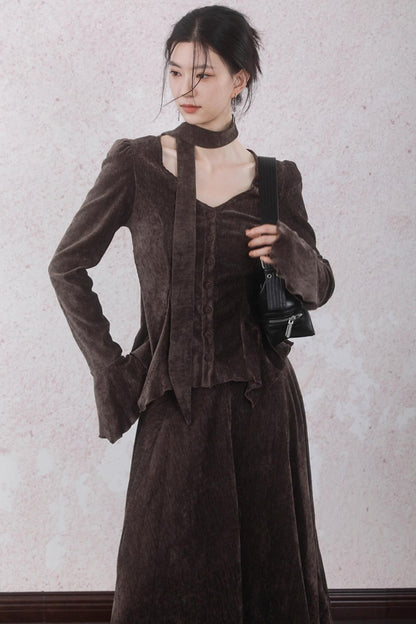 Winter Velvet Top Skirt Set-Up