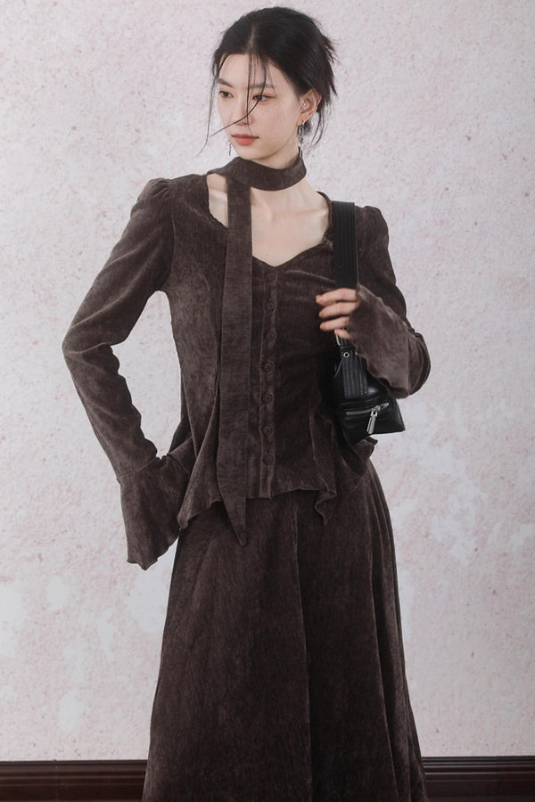 Winter Velvet Top Skirt Set-Up