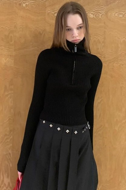 Stand-Up Collar Bottom Sweater