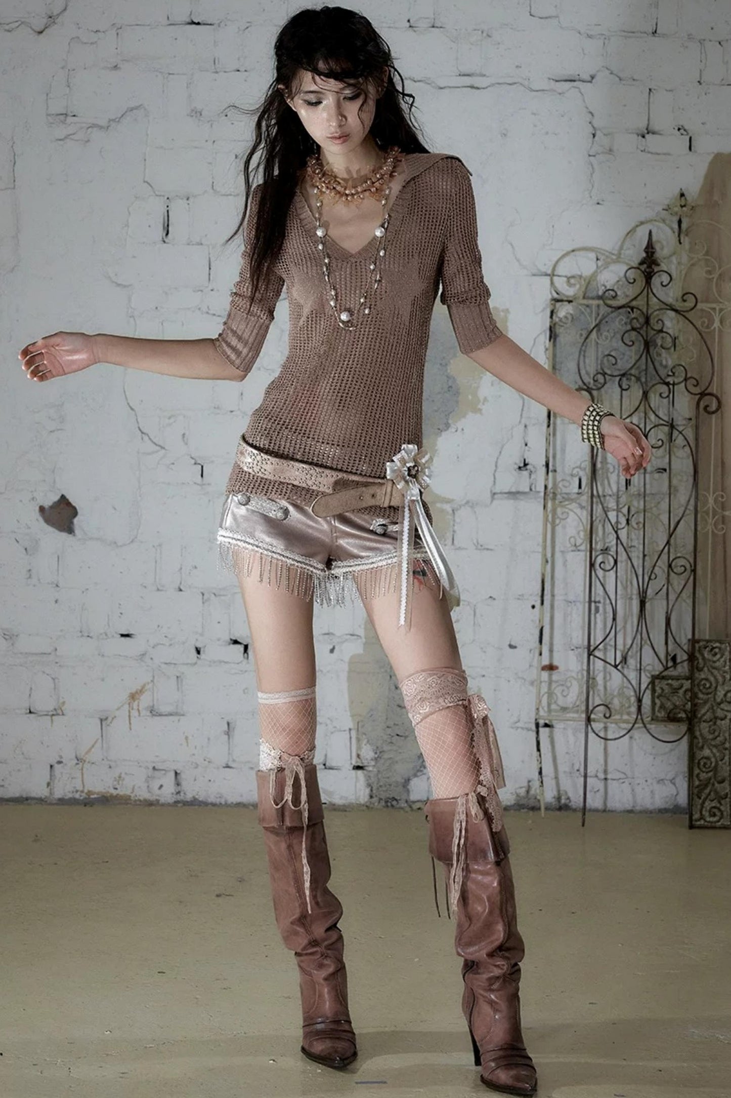 Hollow Star Knit Top