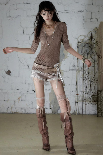 Hollow Star Knit Top
