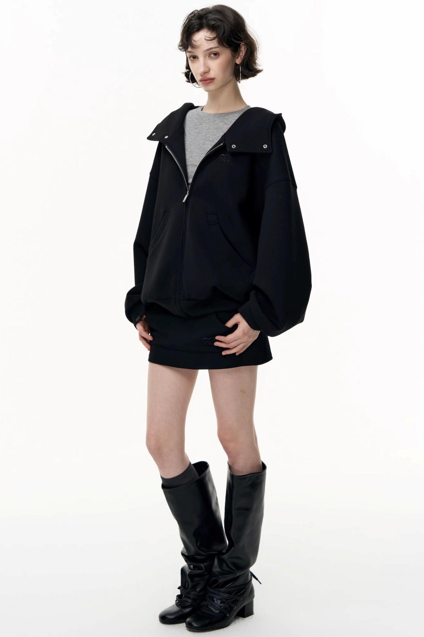 Casual Large Zip Hooded Cardigan