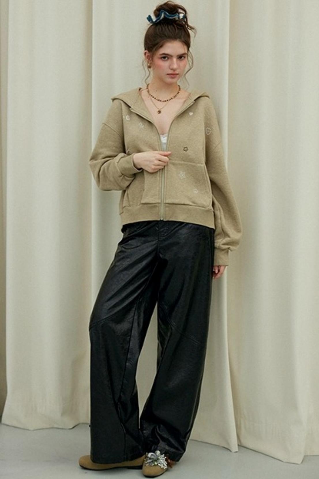 Slim Straight Leather Pants