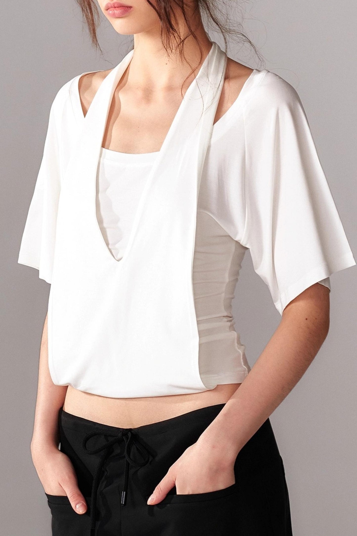 Soft Skin-Friendly Halterneck Stretch T-Shirt
