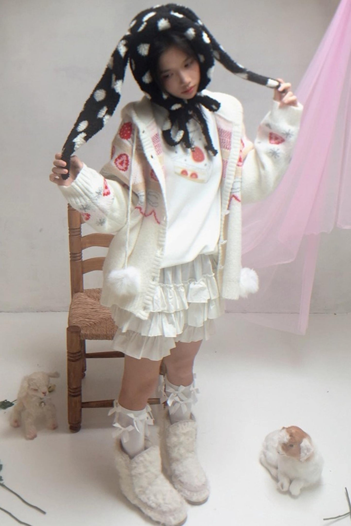 Happy Birthday Strawberry Mohair Cardigan