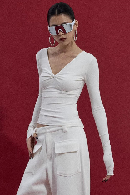 Chest Twist Pleated Winter Top