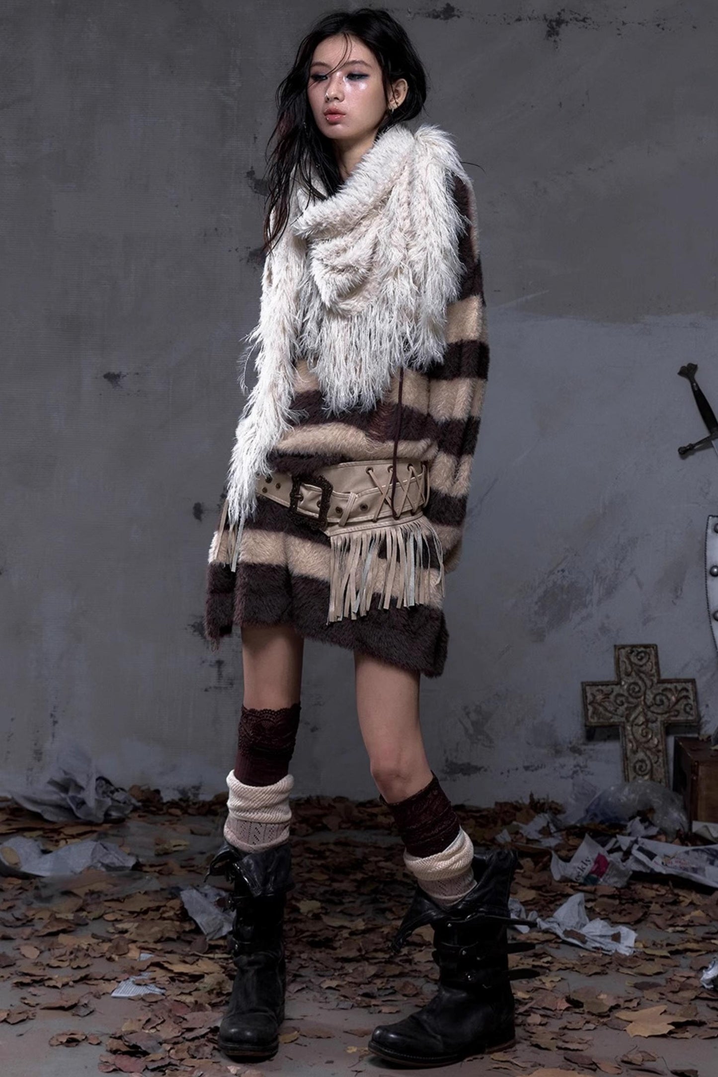 Vintage Fringe Triangle Scarf