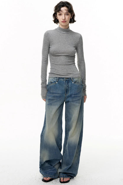Loose Straight Wide-Leg Scimitar Jeans
