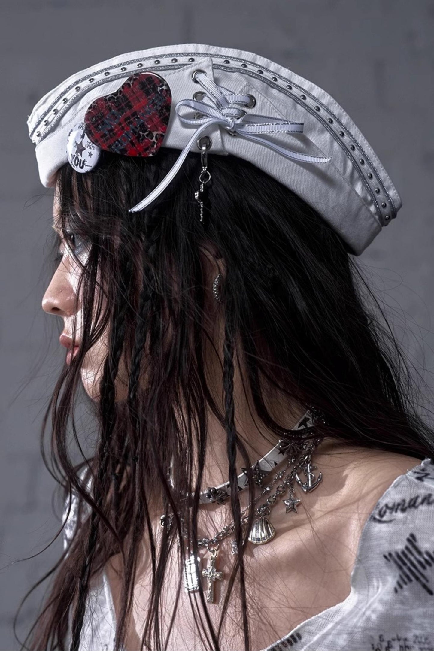 White-Black Sailor Hat