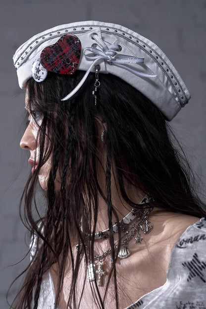 White-Black Sailor Hat