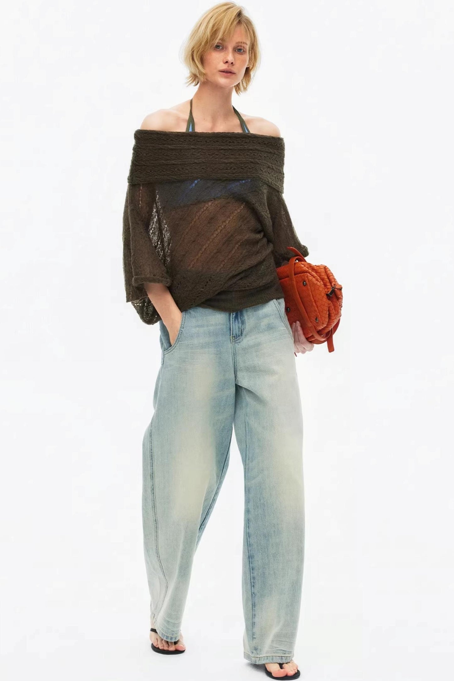 One-Shoulder Oversized Knit Blouse