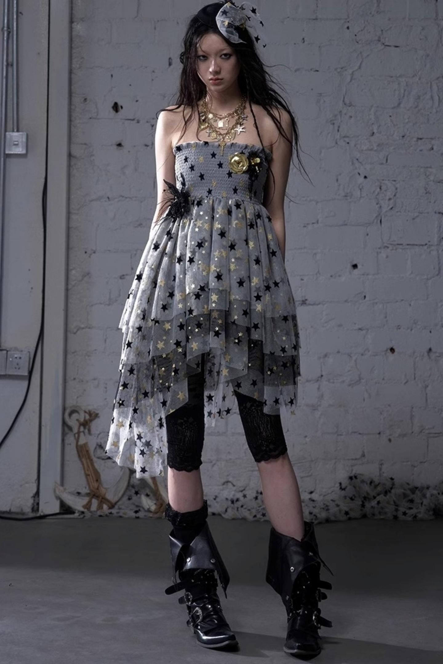 Dreamy Mesh Bustier Gown Dress