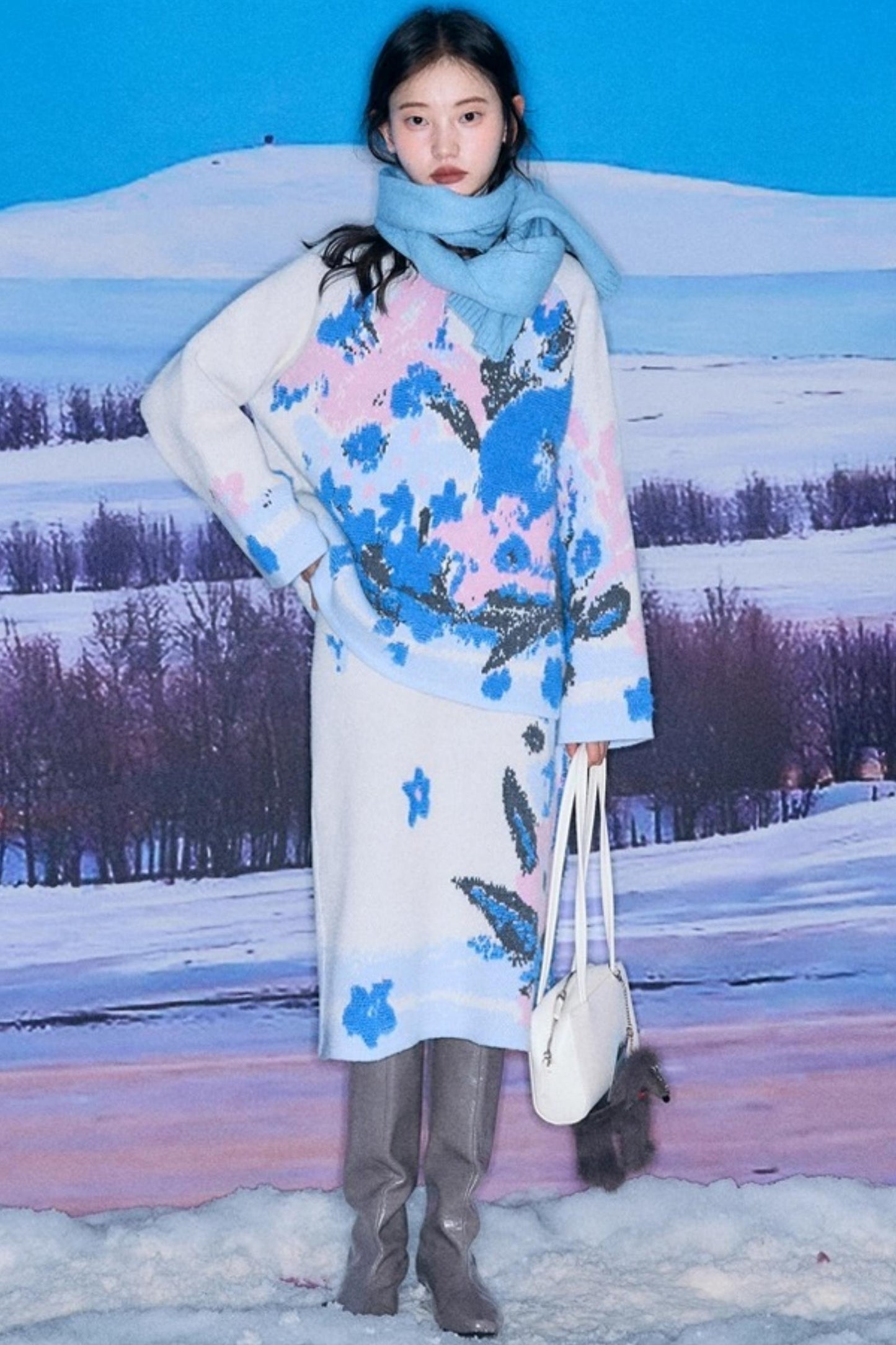 Oil Painting Jacquard Wool Sweater Set-Up