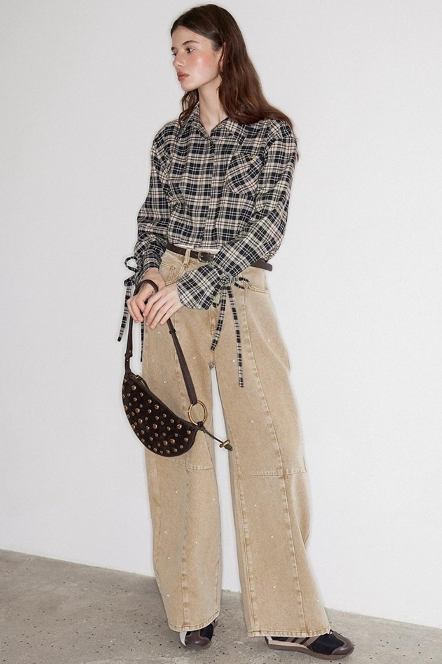 Washed Nail Beads Loose Scimitar Jeans