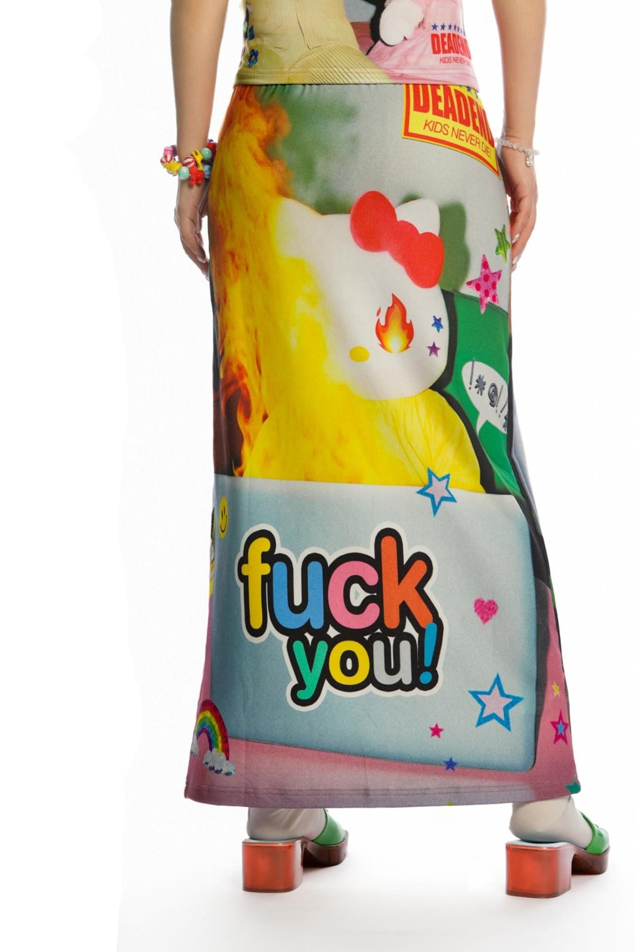 Reversible Print Stretch Casual Maxi Skirt