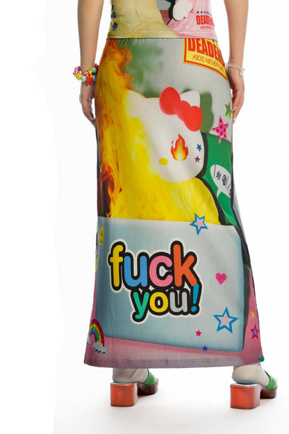 Reversible Print Stretch Casual Maxi Skirt