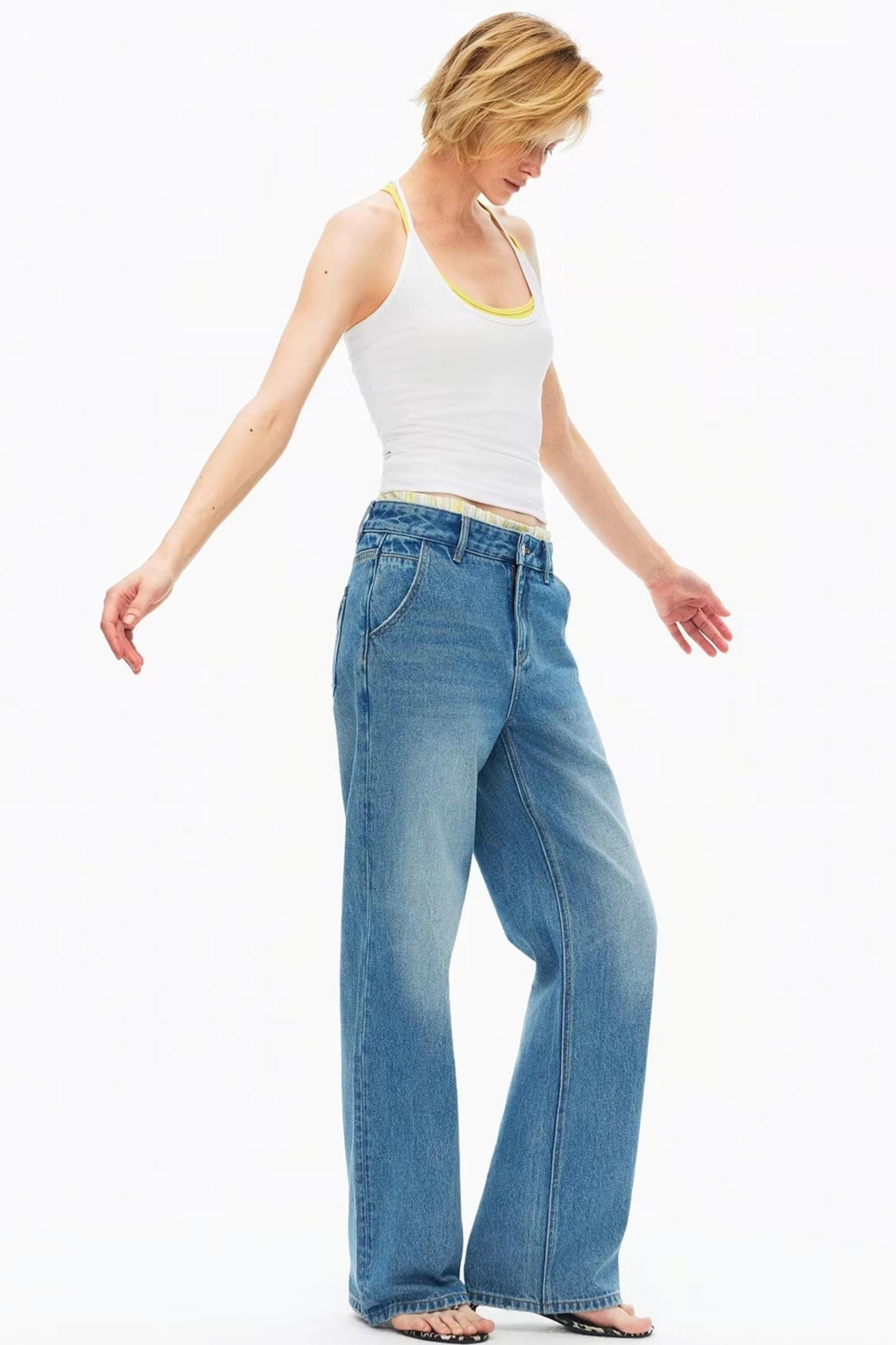 Ribbed Elastic Cotton Tank Top