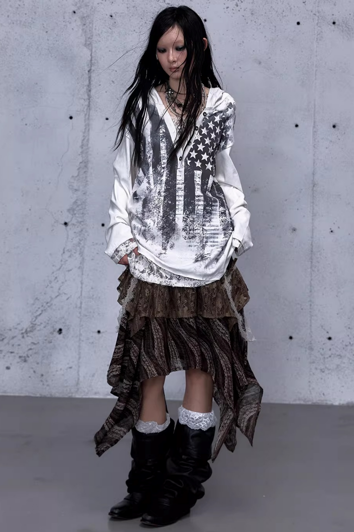 Rebellious Lace Hooded Top