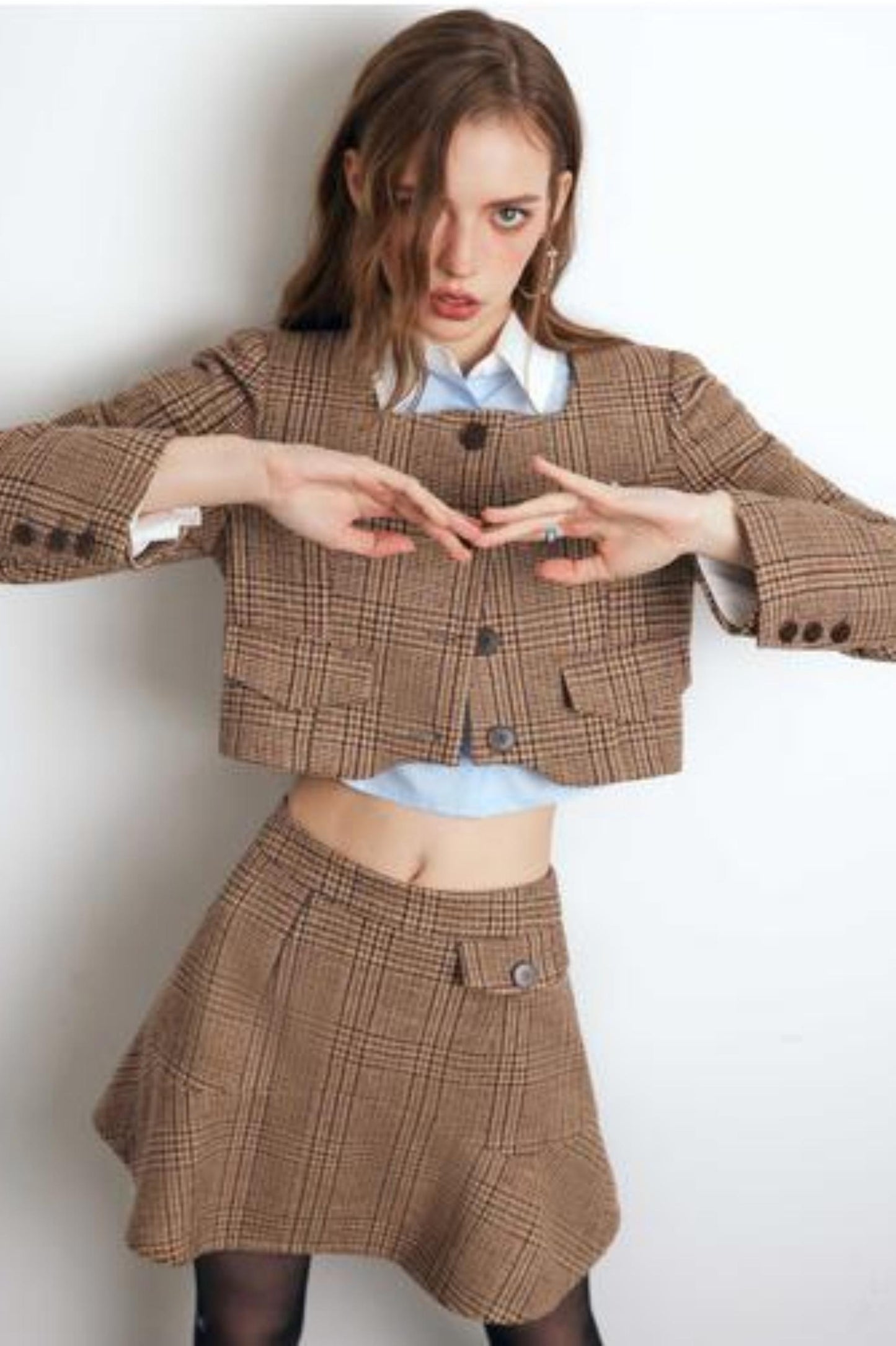 Brown Checked Tweed Jacket