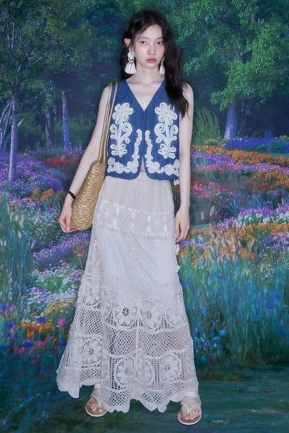 Wind Vines Flower Shell Pendant Vest Set-Up