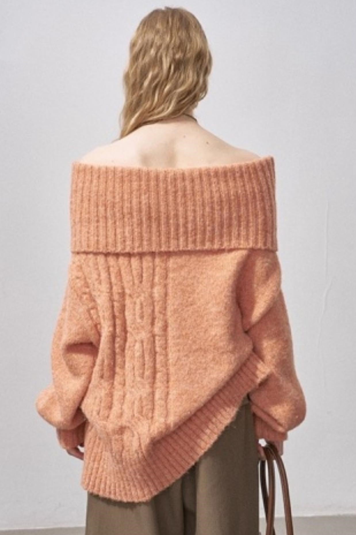 One-Shoulder Cable-Knit Sweater