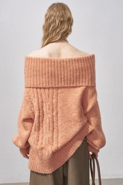 One-Shoulder Cable-Knit Sweater