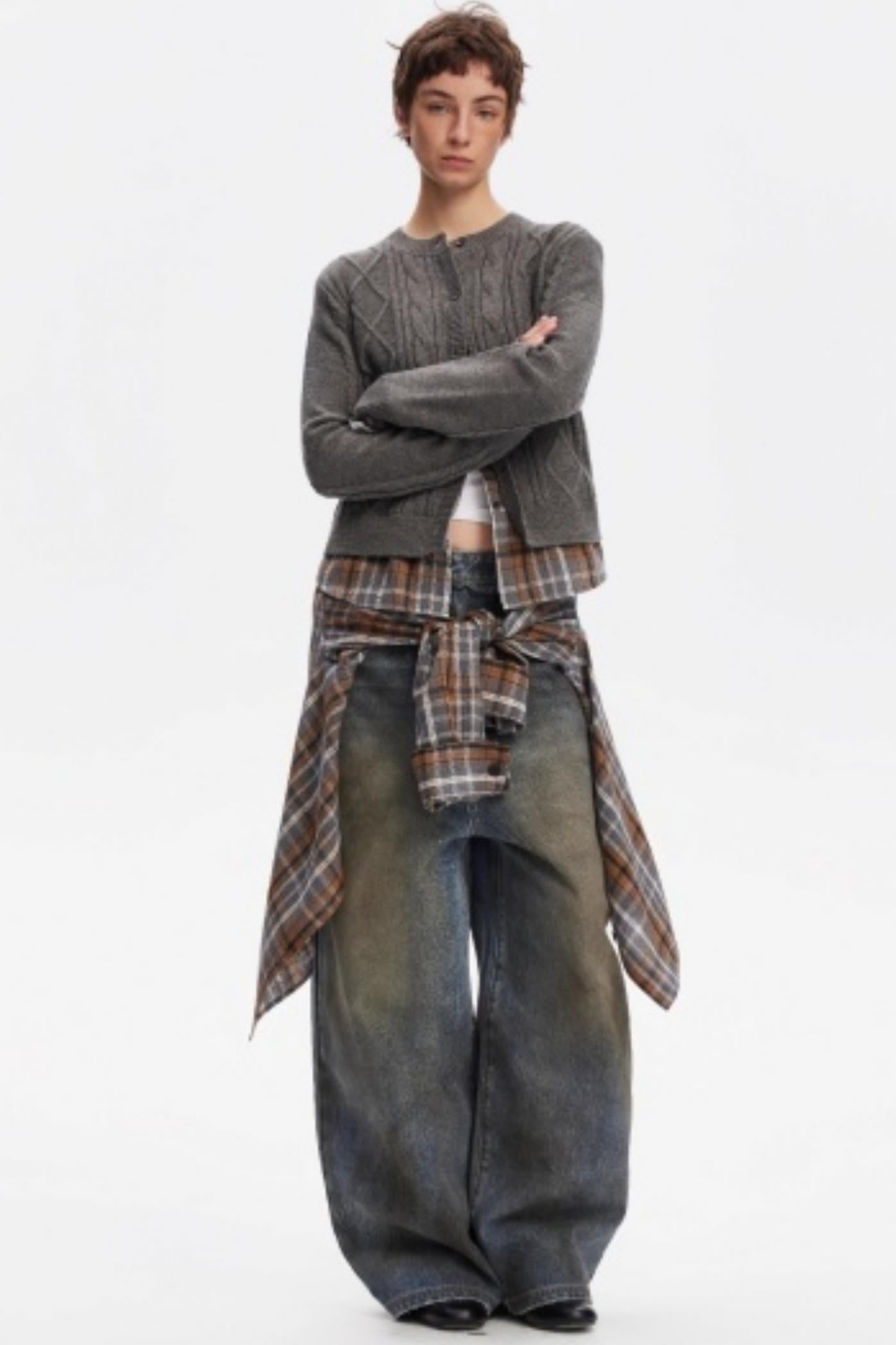 Wool Twist Pattern Cardigan Set-Up