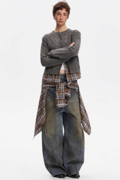 Wool Twist Pattern Cardigan Set-Up