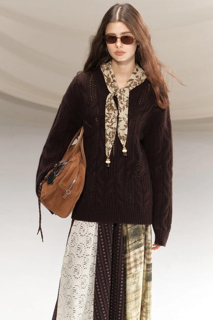 Raccoon Wool Crochet Sweater