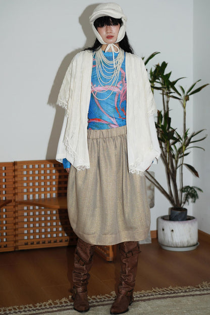 Chinese Mesh Cutout Long-Sleeved Top