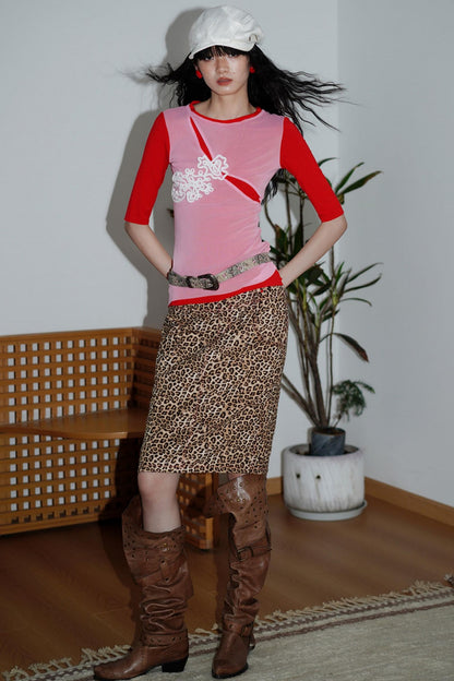 Jacquard Color-Blocked Slim-Fit Top