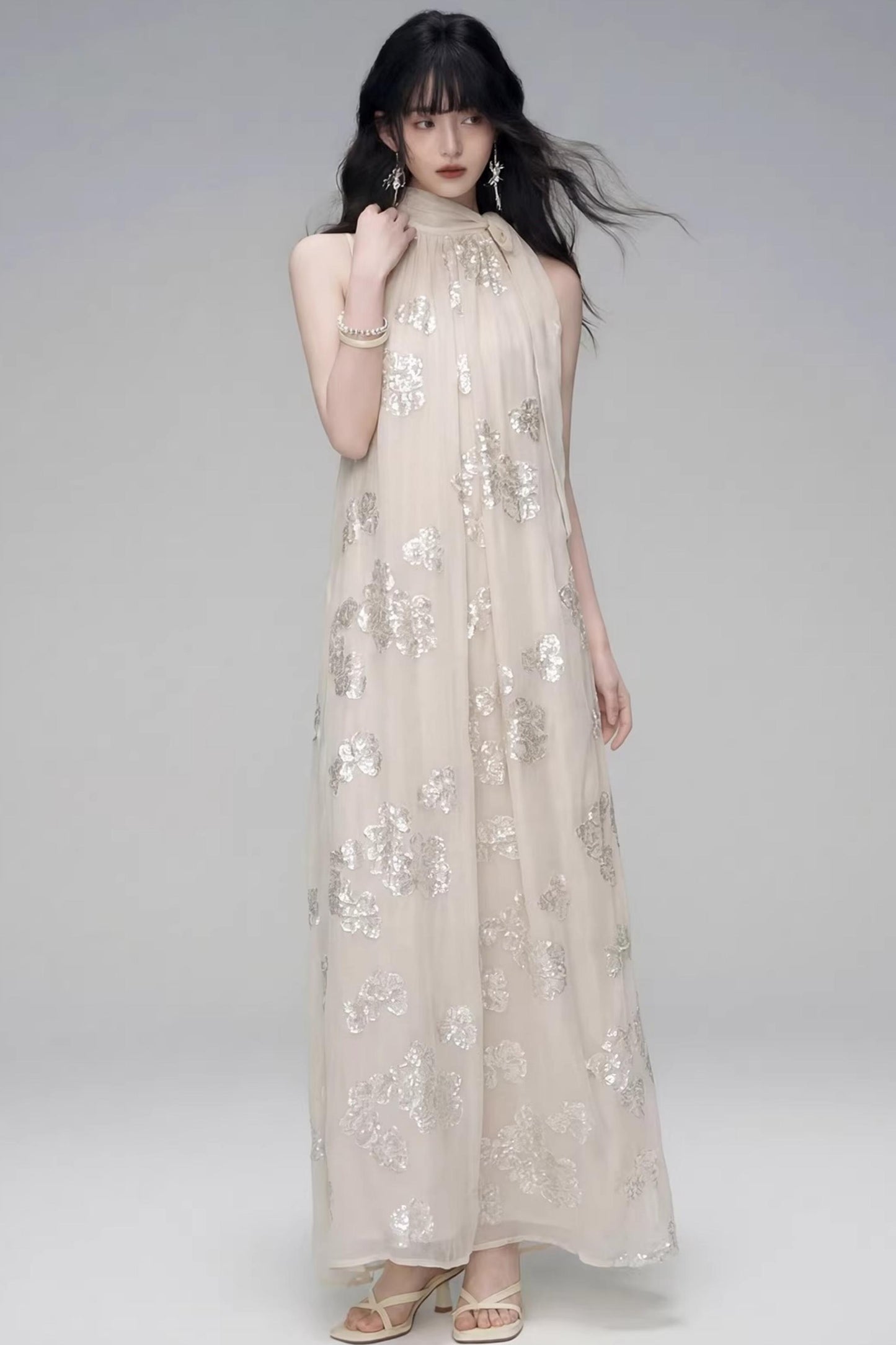 Gilt Shadow Halter Dress