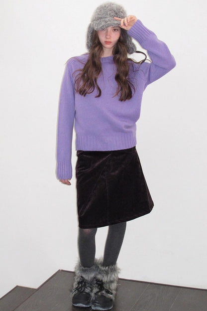Vintage Dark Purple Velvet Skirt
