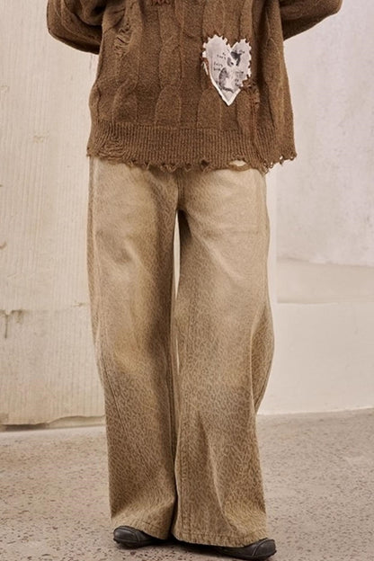 Leopard Print Straight Loose Pants