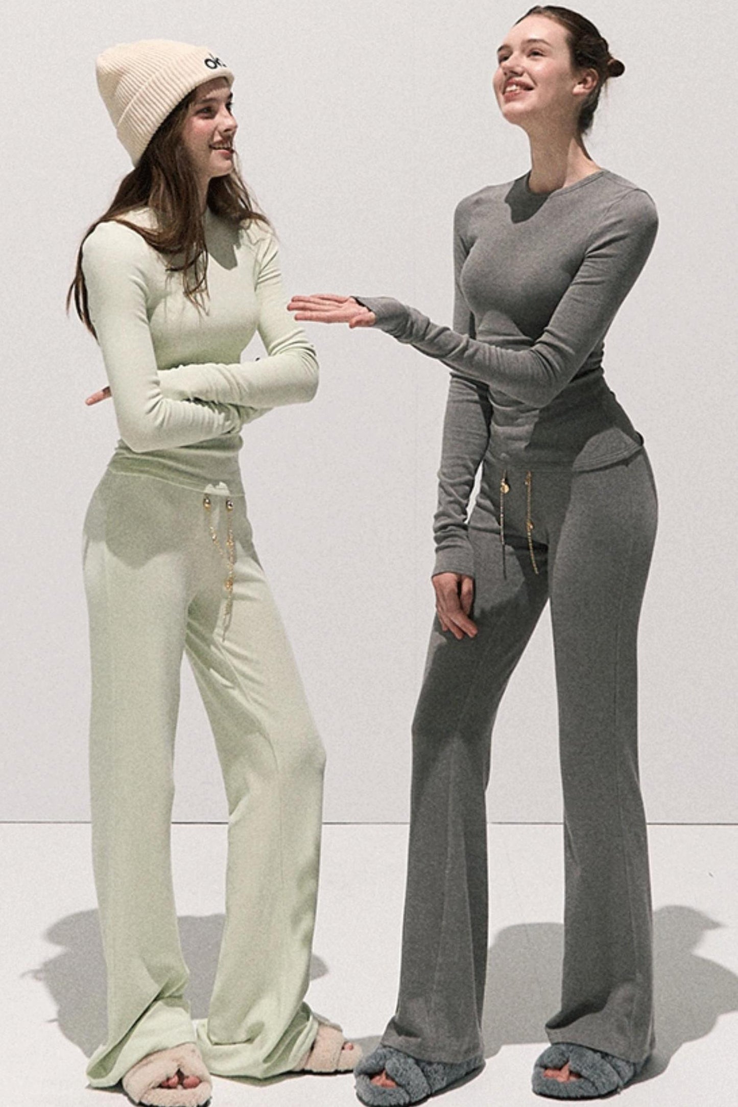 Soft Crew Neck Knitwear Bootcut Trouser Set-Up